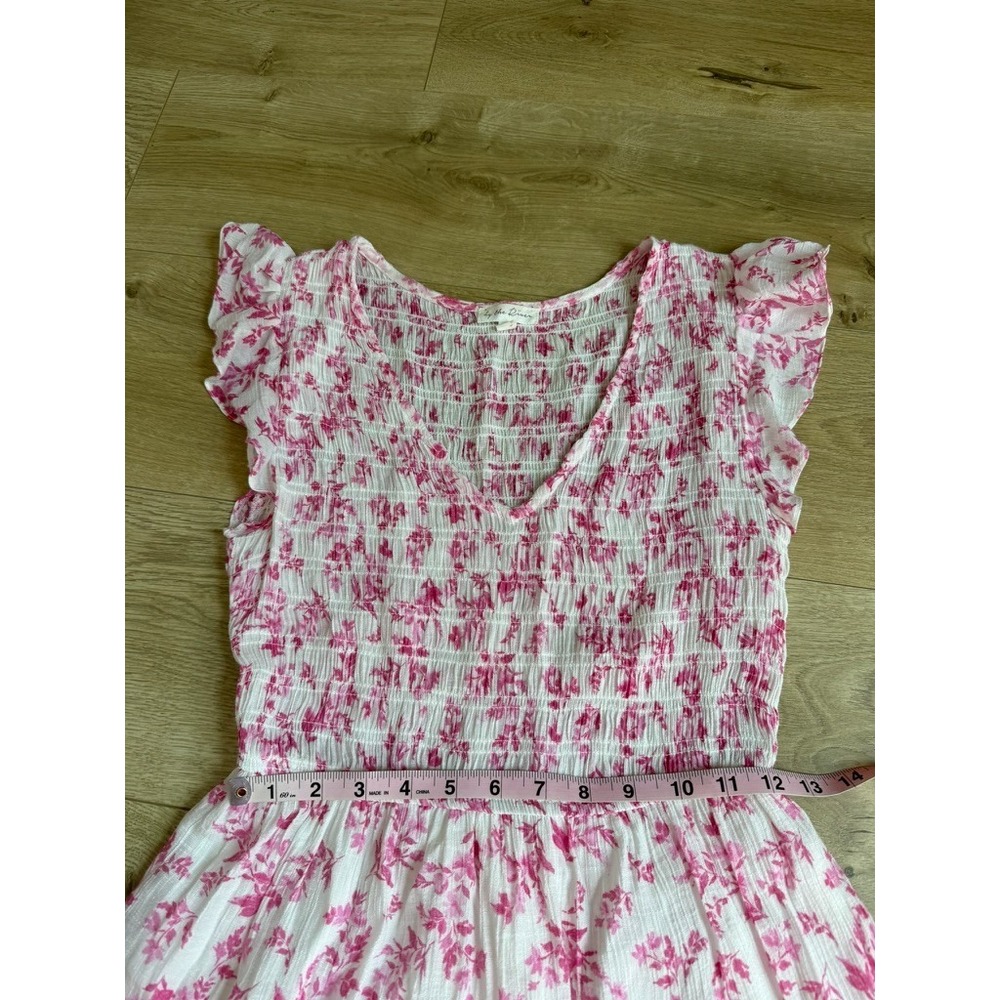 Anthropologie By The River Smocked Floral Dress Pink Cottagecore Feminine sz M - Picture 8 of 13